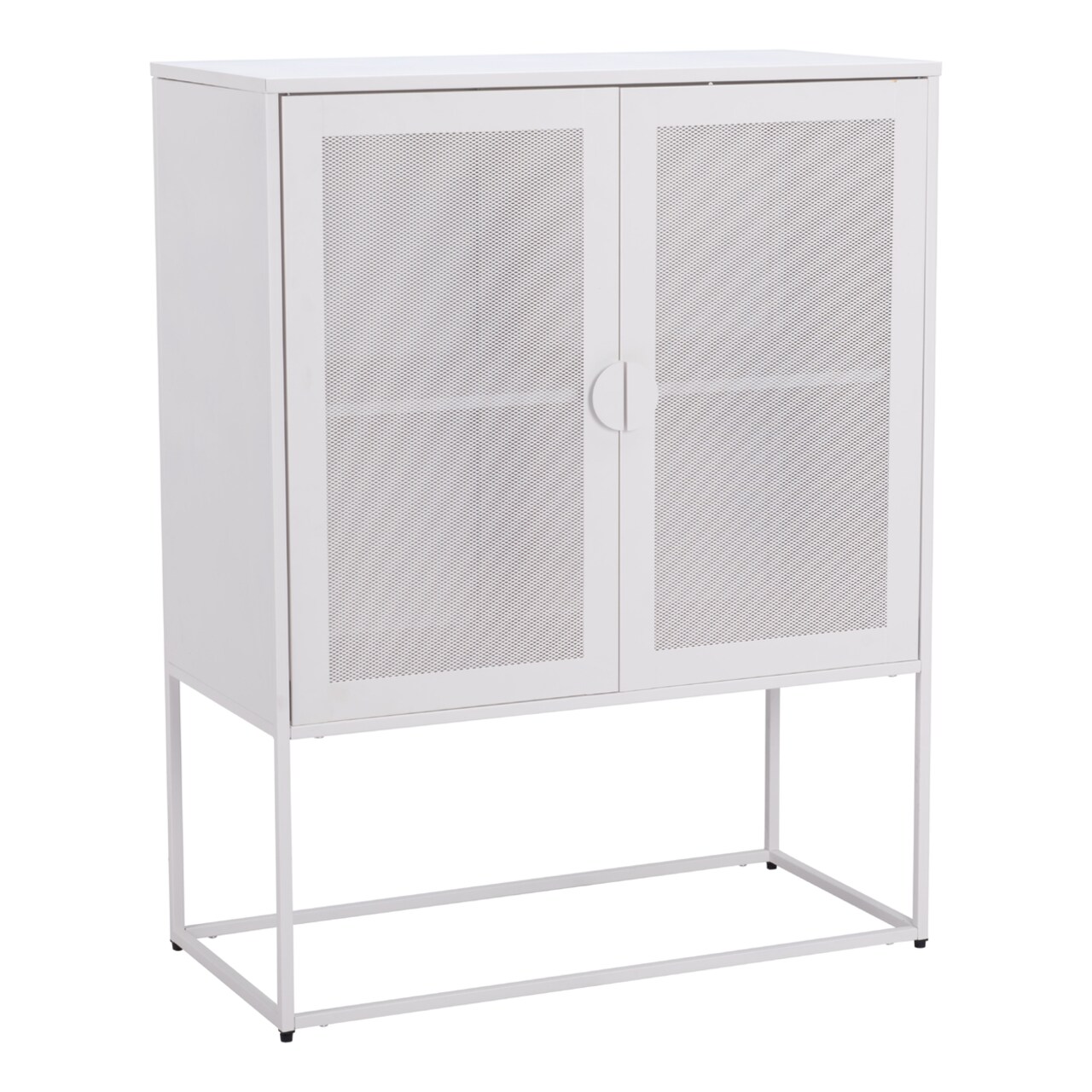 Lazaro Small Storage Cabinet Mesh Panel Doors Modern Design Airy Legs